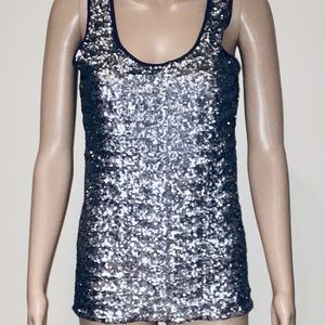 INC Silver Sequin purple Scoop Neck Tank Top P